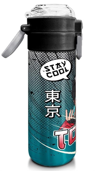 Coral High 500 ml Gri Nefti Anime Motorsiklet Desenli  - Erkek Çocuk Paslanmaz Çelik Okul Termosu/Suluk/Matara 31965