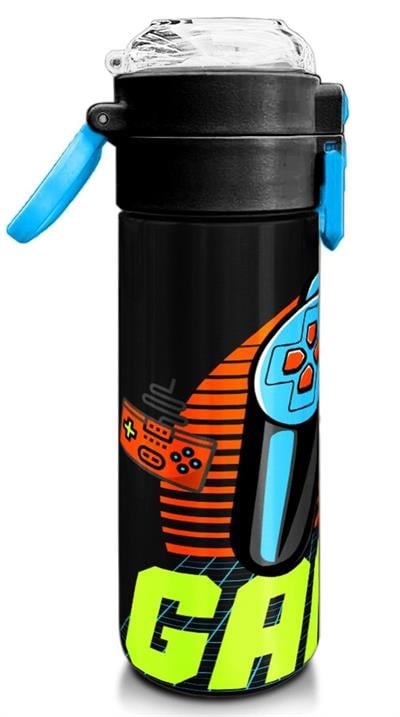 Coral High 500 ml Gri Turuncu Gamer Desenli - Erkek Çocuk Paslanmaz Çelik Okul Termosu/Suluk/Matara 31947