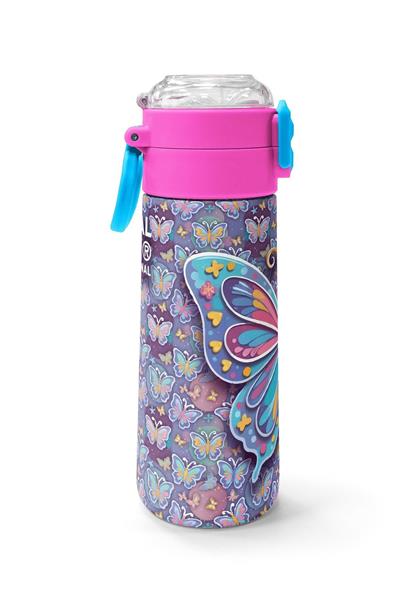 Coral High 500 ml Kız Çocuk Pastel Renkli Kelebek Desenli Çelik Termos Matara - Okul Suluğu