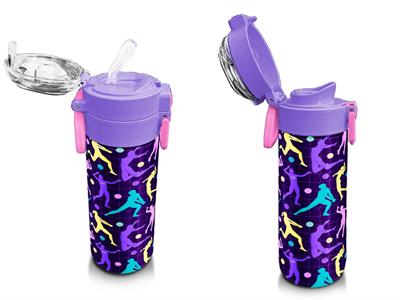 Coral High 500 ml Kız Çocuk Pipetli Termos/Matara - Mor Voleybol Desenli  - Çift Kullanım Özelliği 31849