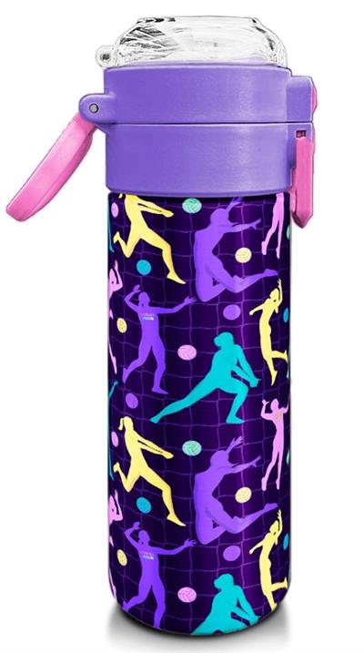 Coral High 500 ml Kız Çocuk Pipetli Termos/Matara - Mor Voleybol Desenli  - Çift Kullanım Özelliği 31849
