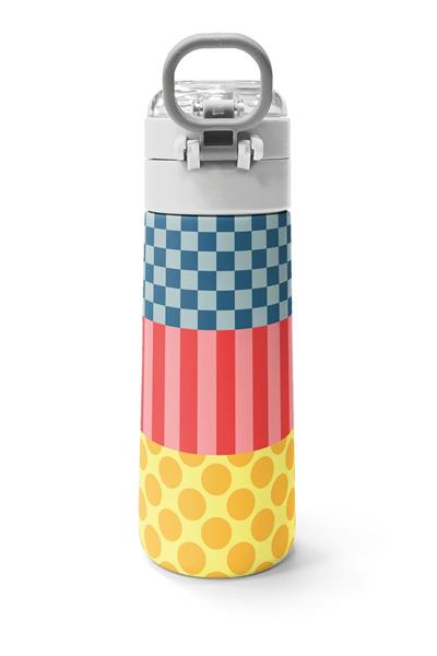 Coral High 500 ml Kız Çocuk Sarı Pembe Yeşil Puantiyeli Çelik Termos Matara - Okul Suluğu