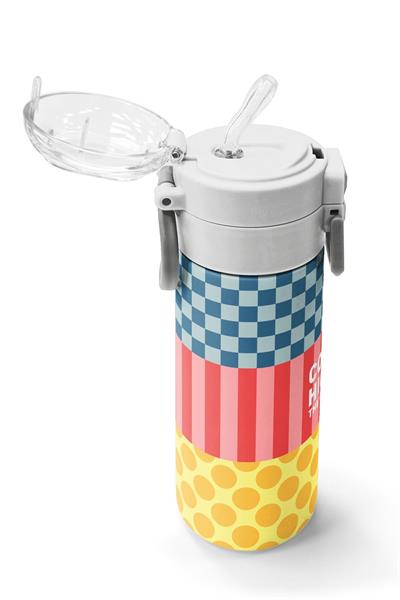 Coral High 500 ml Kız Çocuk Sarı Pembe Yeşil Puantiyeli Çelik Termos Matara - Okul Suluğu