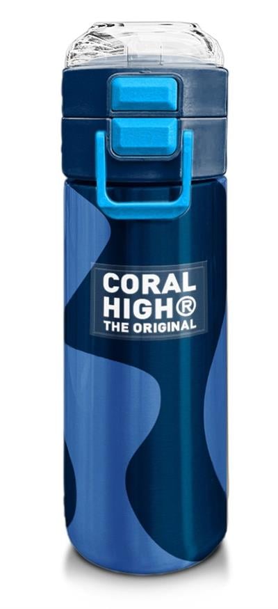 Coral High 500 ml Lacivert Mavi Desenli  - Erkek Çocuk Paslanmaz Çelik Okul Termosu/Suluk/Matara 31888