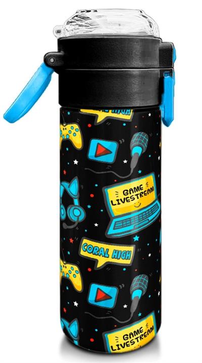 Coral High Çelik Matara Termos/Suluk 31984 - 500ml, Erkek Çocuk - Siyah Mavi Gamer