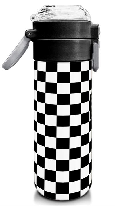 Coral High 500 ml Paslanmaz Çelik Okul Termosu/Suluk/Matara - Erkek Çocuk - Siyah Beyaz Dama Desenli - Sızdırma Yapmaz 31877