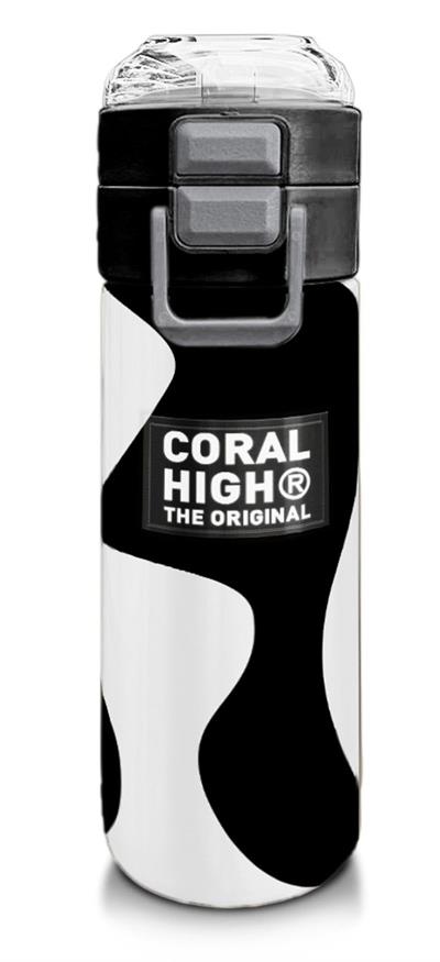 Coral High 500 ml Paslanmaz Çelik Okul Termosu/Suluk/Matara - Erkek Çocuk - Siyah Beyaz Desenli  - Sızdırma Yapmaz 31887