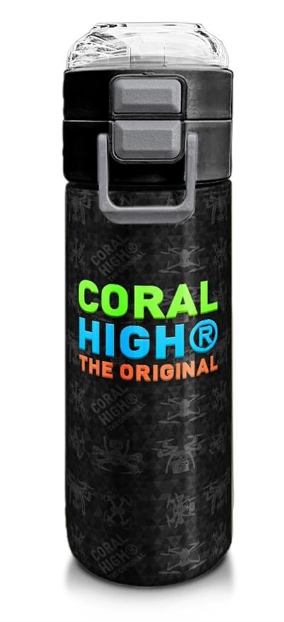 Coral High 500 ml Paslanmaz Çelik Okul Termosu/Suluk/Matara - Erkek Çocuk - Siyah Drone Desenli  - Sızdırma Yapmaz 31891