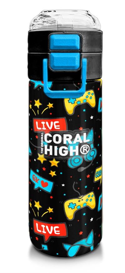 Coral High Çelik Matara Termos/Suluk 31984 - 500ml, Erkek Çocuk - Siyah Mavi Gamer