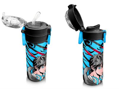 Coral High 500 ml Paslanmaz Çelik Okul Termosu/Suluk/Matara - Kız Çocuk - Siyah Mavi Anime Desenli - Sızdırma Yapmaz 31840