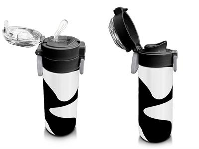 Coral High 500 ml Paslanmaz Çelik Okul Termosu/Suluk/Matara - Erkek Çocuk - Siyah Beyaz Desenli  - Sızdırma Yapmaz 31887