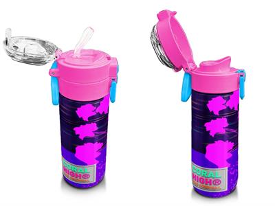 Coral High 500 ml Pipetli ve Direkt İçim Çelik Termos/Matara - Kız Çocuk -  Coral High KidsMor Pembe Anime Kedi Desenli 31954