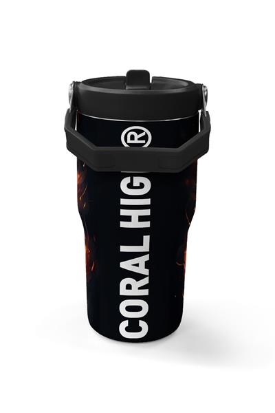 Coral High 600 ml Pipetli ve Kulplu Siyah Kükreyen Aslan Baskılı Erkek Çocuk Matara 38921