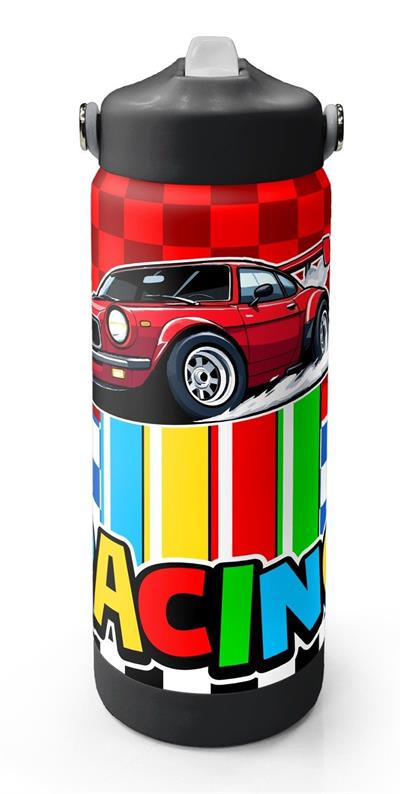 Coral High 650 ml Erkek Çocuk Kırmızı Racing Araba Baskılı Çelik Suluk/Matara (Pipetli) 38339