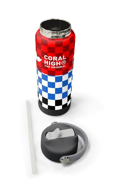 Coral High 650 ml Erkek Çocuk Kırmızı Racing Araba Baskılı Çelik Suluk/Matara (Pipetli) 38339