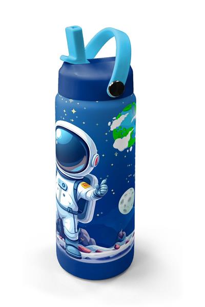 Coral High 650 ml Erkek Çocuk Lacivert Beyaz Astronot Baskılı Çelik Suluk/Matara (Pipetli) 38334