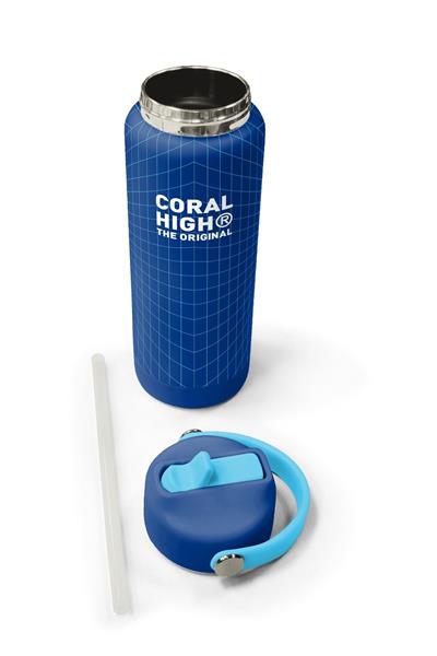Coral High 650 ml Erkek Çocuk Lacivert Turuncu Joystick Baskılı Çelik Suluk/Matara (Pipetli) 38333