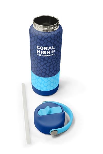 Coral High 650 ml Erkek Çocuk Mavi Sarı Dragon Desenli Çelik Suluk/Matara (Pipetli) 38313