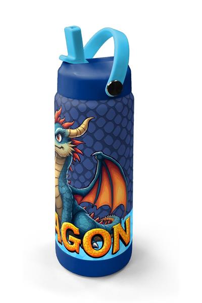 Coral High 650 ml Erkek Çocuk Mavi Sarı Dragon Desenli Çelik Suluk/Matara (Pipetli) 38313