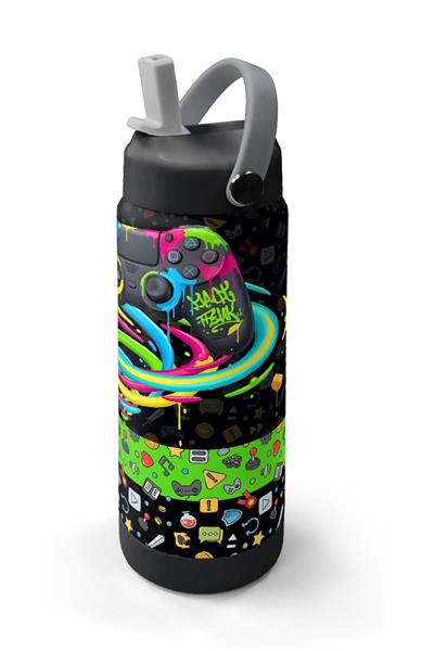 Coral High 650 ml Erkek Çocuk Oyun Baskılı Çelik Suluk/Matara (Pipetli) 38340