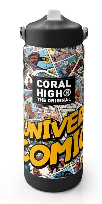 Coral High 650 ml Erkek Çocuk Sarı Çizgi Roman Desenli Çelik Suluk/Matara (Pipetli) 38315
