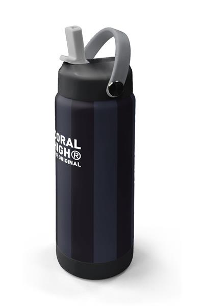 Coral High 650 ml Erkek Çocuk Siyah Gri Çizgi Desenli Çelik Suluk/Matara (Pipetli) 38318