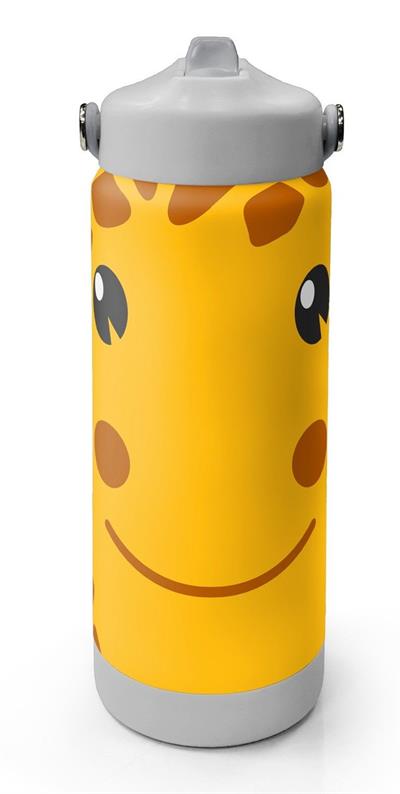 Coral High 650 ml Erkek Çocuk Turuncu Zürafa Desenli Çelik Suluk/Matara (Pipetli) 38344