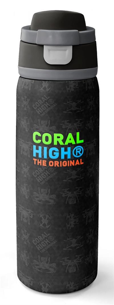 Coral High 800 ml Erkek Çocuk Drone Pilotu Siyah Baskılı Pipetli ve Direkt İçim Çelik Termos/Matara - 38551