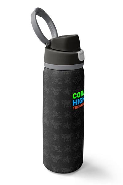 Coral High 800 ml Erkek Çocuk Drone Pilotu Siyah Baskılı Pipetli ve Direkt İçim Çelik Termos/Matara - 38551