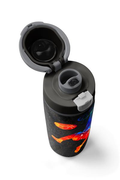 Coral High 800 ml Erkek Çocuk Gri Turuncu Basketbol Desenli Pipetli ve Direkt İçim Çelik Termos/Matara - 38532