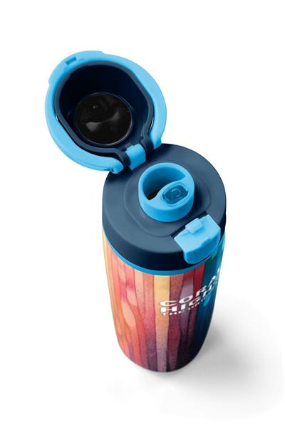 Coral High 800 ml Erkek Çocuk Lacivert Çok Renkli Çizgi Desenli Pipetli ve Direkt İçim Çelik Termos/Matara - 38550