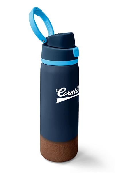 Coral High 800 ml Erkek Çocuk Lacivert Kahverengi Desenli Pipetli ve Direkt İçim Çelik Termos/Matara - 38514
