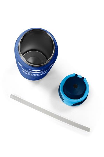 Coral High 800 ml Erkek Çocuk Lacivert Mavi Futbol Desenli Pipetli ve Direkt İçim Çelik Termos/Matara - 38557