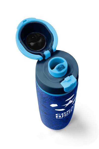 Coral High 800 ml Erkek Çocuk Lacivert Mavi Futbol Desenli Pipetli ve Direkt İçim Çelik Termos/Matara - 38557