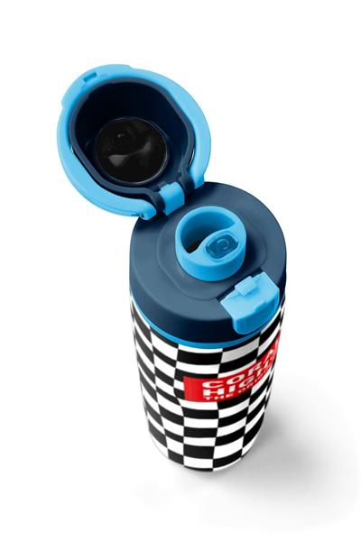 Coral High 800 ml Erkek Çocuk Lacivert Siyah Beyaz Dama Desenli Pipetli ve Direkt İçim Çelik Termos/Matara - 38512