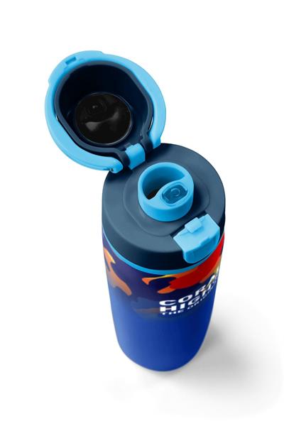 Coral High 800 ml Erkek Çocuk Mavi Çok Renkli Kamuflaj Desenli Pipetli ve Direkt İçim Çelik Termos/Matara - 38517