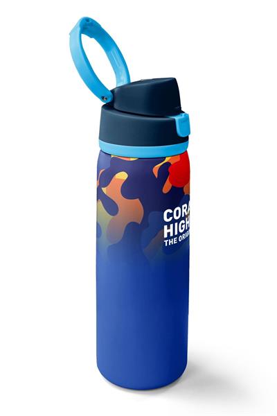Coral High 800 ml Erkek Çocuk Mavi Çok Renkli Kamuflaj Desenli Pipetli ve Direkt İçim Çelik Termos/Matara - 38517