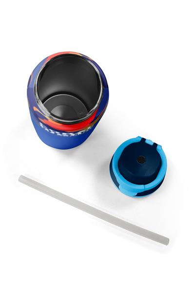 Coral High 800 ml Erkek Çocuk Mavi Çok Renkli Kamuflaj Desenli Pipetli ve Direkt İçim Çelik Termos/Matara - 38517