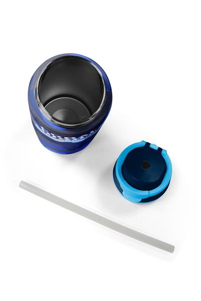 Coral High 800 ml Erkek Çocuk Mavi Lacivert Kamuflaj Desenli Pipetli ve Direkt İçim Çelik Termos/Matara - 38549
