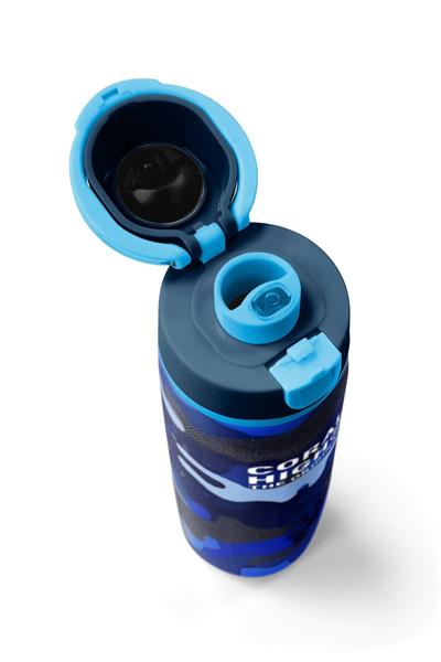 Coral High 800 ml Erkek Çocuk Mavi Lacivert Kamuflaj Desenli Pipetli ve Direkt İçim Çelik Termos/Matara - 38549