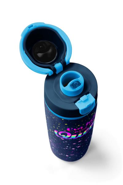 Coral High 800 ml Erkek Çocuk Mor Mavi Baskılı Pipetli ve Direkt İçim Çelik Termos/Matara - 38524