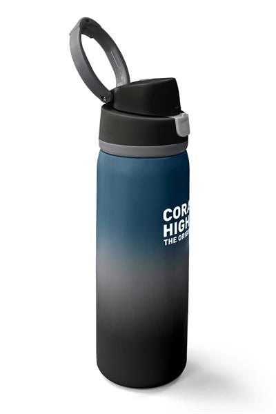 Coral High 800 ml Erkek Çocuk Nefti Gri Renk Geçişli Pipetli ve Direkt İçim Çelik Termos/Matara - 38531