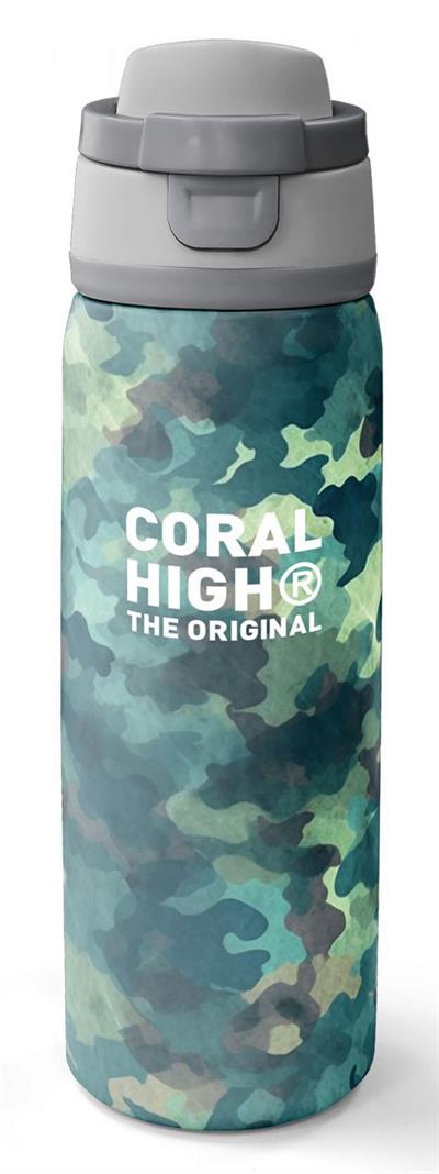 Coral High 800 ml Erkek Çocuk Nefti Kamuflaj Desenli Pipetli ve Direkt İçim Çelik Termos/Matara - 38520