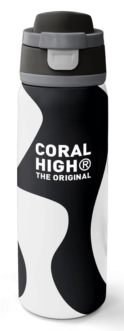 Coral High 800 ml Erkek Çocuk Renkli Çizgili Siyah Beyaz Pipetli ve Direkt İçim Çelik Termos/Matara - 38547