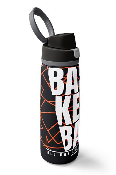Coral High 800 ml Erkek Çocuk Siyah Basketbol Baskılı Pipetli ve Direkt İçim Çelik Termos/Matara - 38528