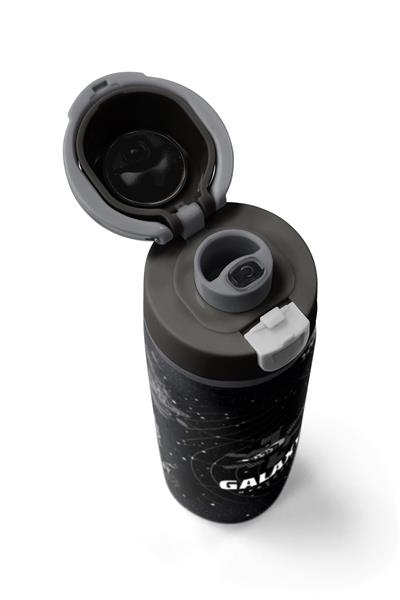 Coral High 800 ml Erkek Çocuk Siyah Beyaz Galaxy Desenli Pipetli ve Direkt İçim Çelik Termos/Matara - 38533