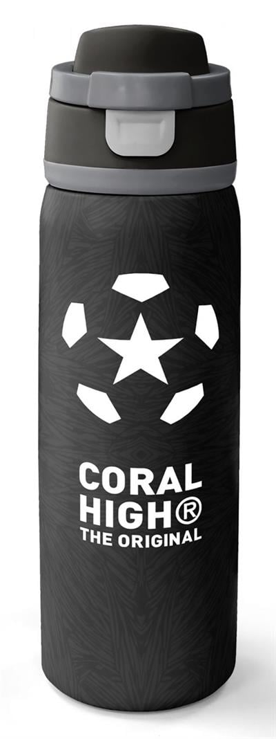 Coral High 800 ml Erkek Çocuk Siyah Beyaz Futbol Baskılı Pipetli ve Direkt İçim Çelik Termos/Matara - 38558