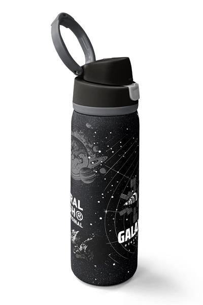 Coral High 800 ml Erkek Çocuk Siyah Beyaz Galaxy Desenli Pipetli ve Direkt İçim Çelik Termos/Matara - 38533