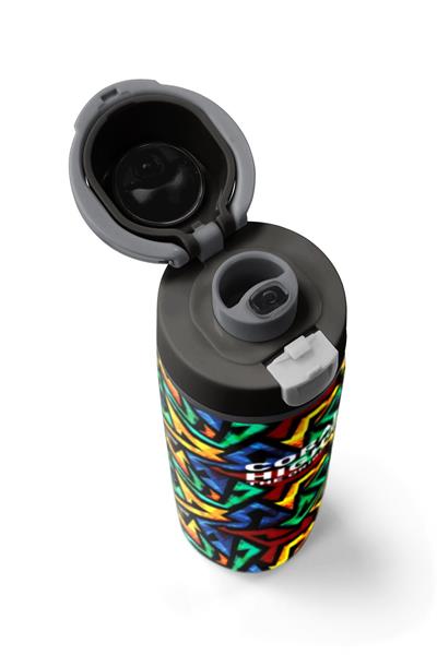 Coral High 800 ml Erkek Çocuk Siyah Grafiti Desenli Pipetli ve Direkt İçim Çelik Termos/Matara - 38522