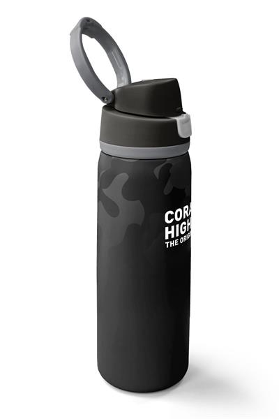 Coral High 800 ml Erkek Çocuk Siyah Gri Kamuflaj Desenli Pipetli ve Direkt İçim Çelik Termos/Matara - 38516